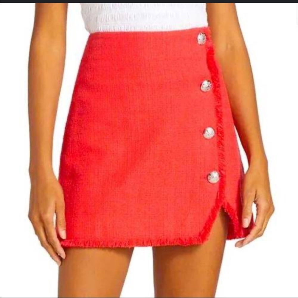 Veronica Beard Shona Tweed Mini Skirt Watermelon